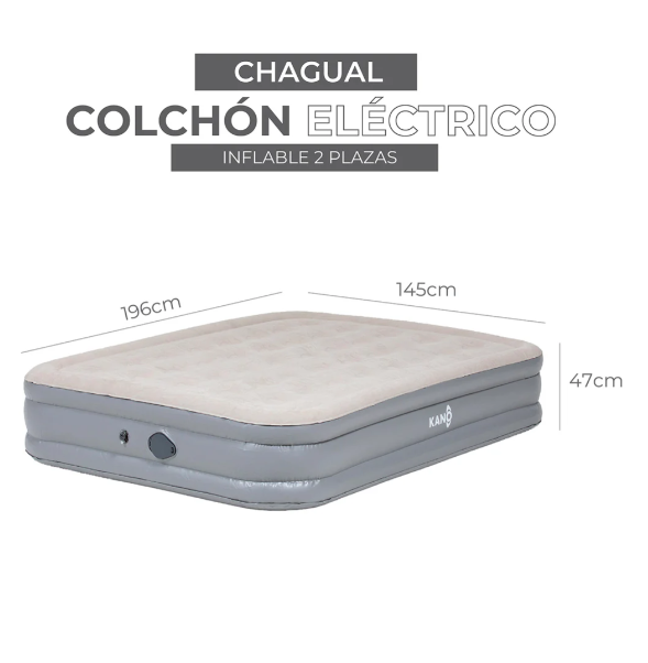 COLCHÓN INFLABLE CON BATERÍA 2 PLAZAS CHAGUAL