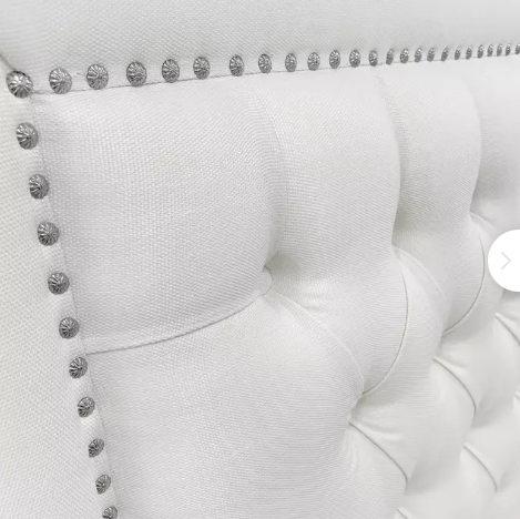 RESPALDO CAMA CAPITONÉ TACHAS LINO CREMA - 1.5 PLAZAS