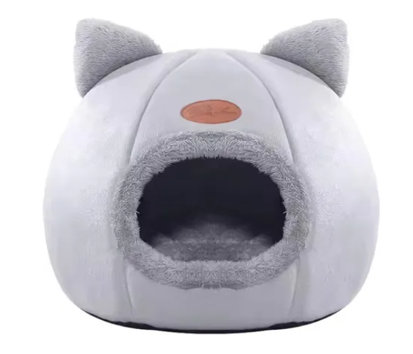 Cama Iglú Para Gato Grande Impermeable Color Plomo