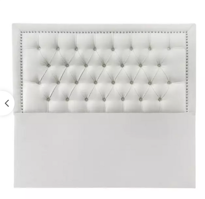RESPALDO CAMA CAPITONÉ TACHAS LINO CREMA - 1.5 PLAZAS