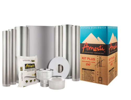 Calefactor a leña Amesti Corner 650-1 + kit de instalación
