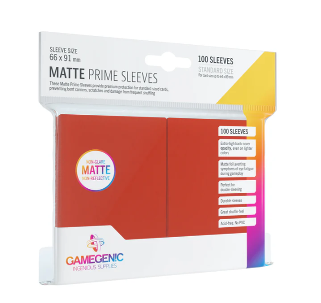 Matte Prime 100 Sleeves Rojos Gamegenic
